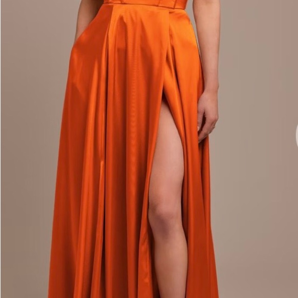 Elegant Orange Satin Wedding Dress